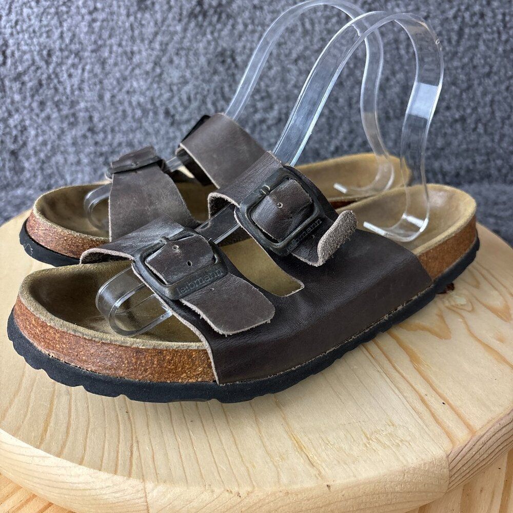 Leibmann Two Strap Sandals Womens 10 Mens 8 Leather Cork Sole Shoe German Made